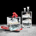 Stackable Drop Front Clear Plastic Shoes Container Bening Transparan