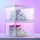 Magnetic Closure Clear Stackable Acrylic Shoe Boxes Untuk Sepatu Kets