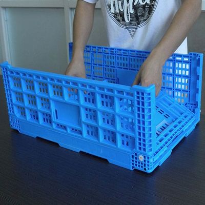 kualitas 40L Peti Plastik Dinding Mesh Lipat Untuk Perputaran Dan Penyimpanan pabrik